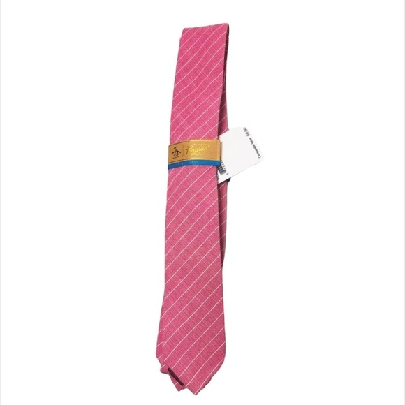 Original Penguin Mens Red Striped Print Colby Classic Tie Workwear New - Picture 2 of 7